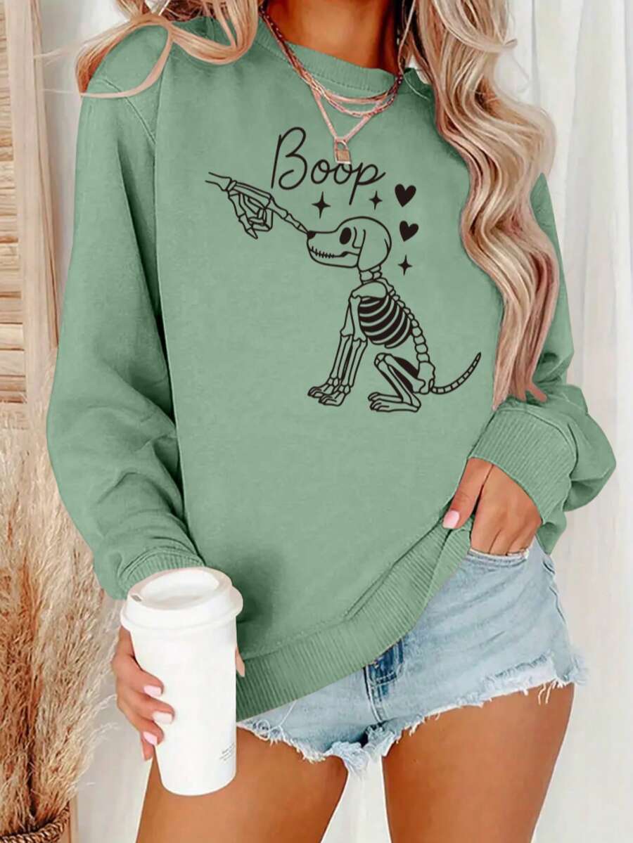 Winter Clothing Gift Ideas - Sweatshirt dengan Motif Tulang dan Gambar
