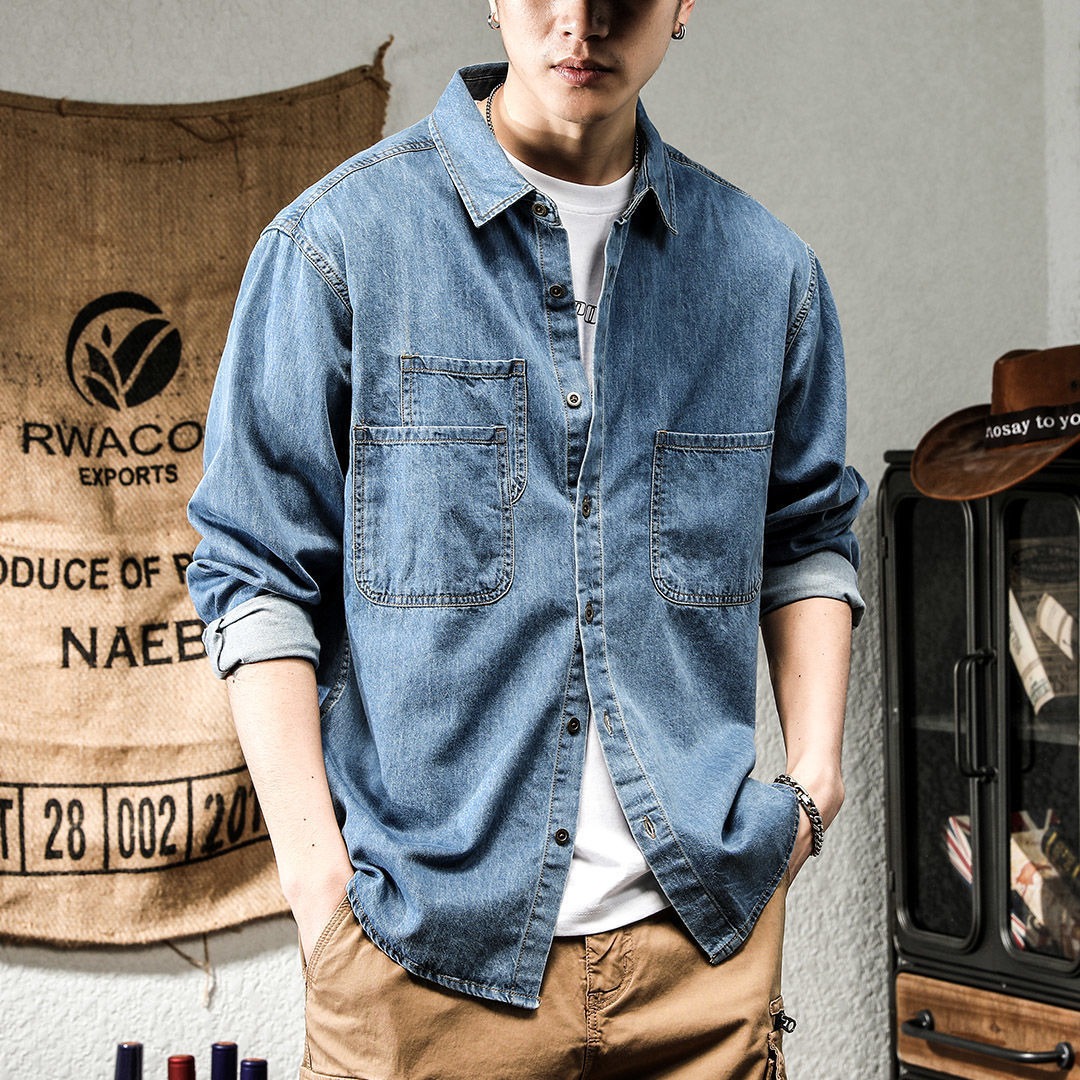 Winter Clothing Pk - Kemeja Lengan Panjang Pria Gaya Denim