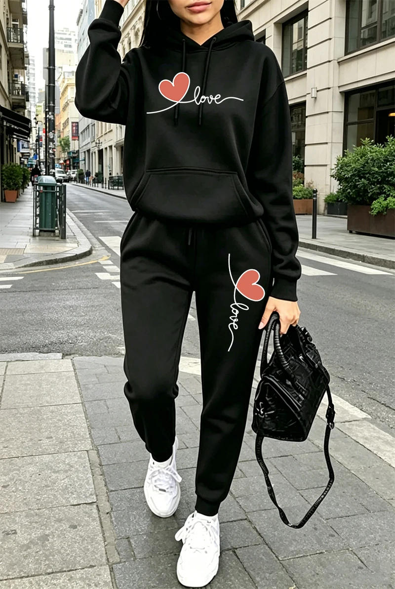 Winter Clothing For Women - Setelan Olahraga Wanita Motif Cetak Kasual